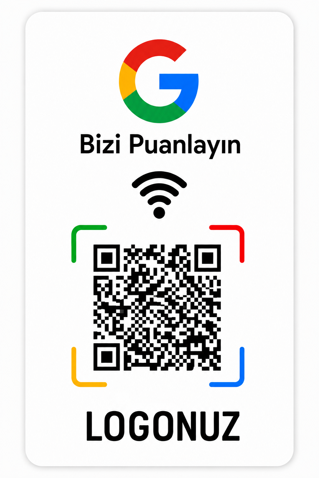 NFC + QR Kodlu Google Yorum Kartı