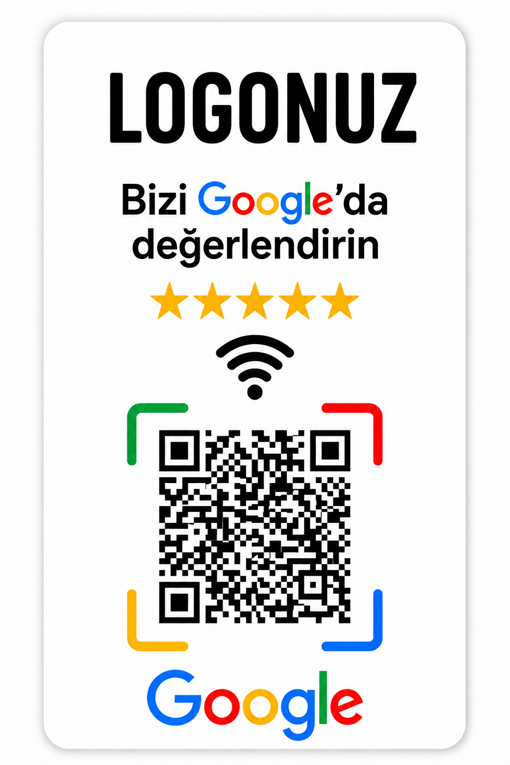 NFC + QR Kodlu Google Yorum Kartı